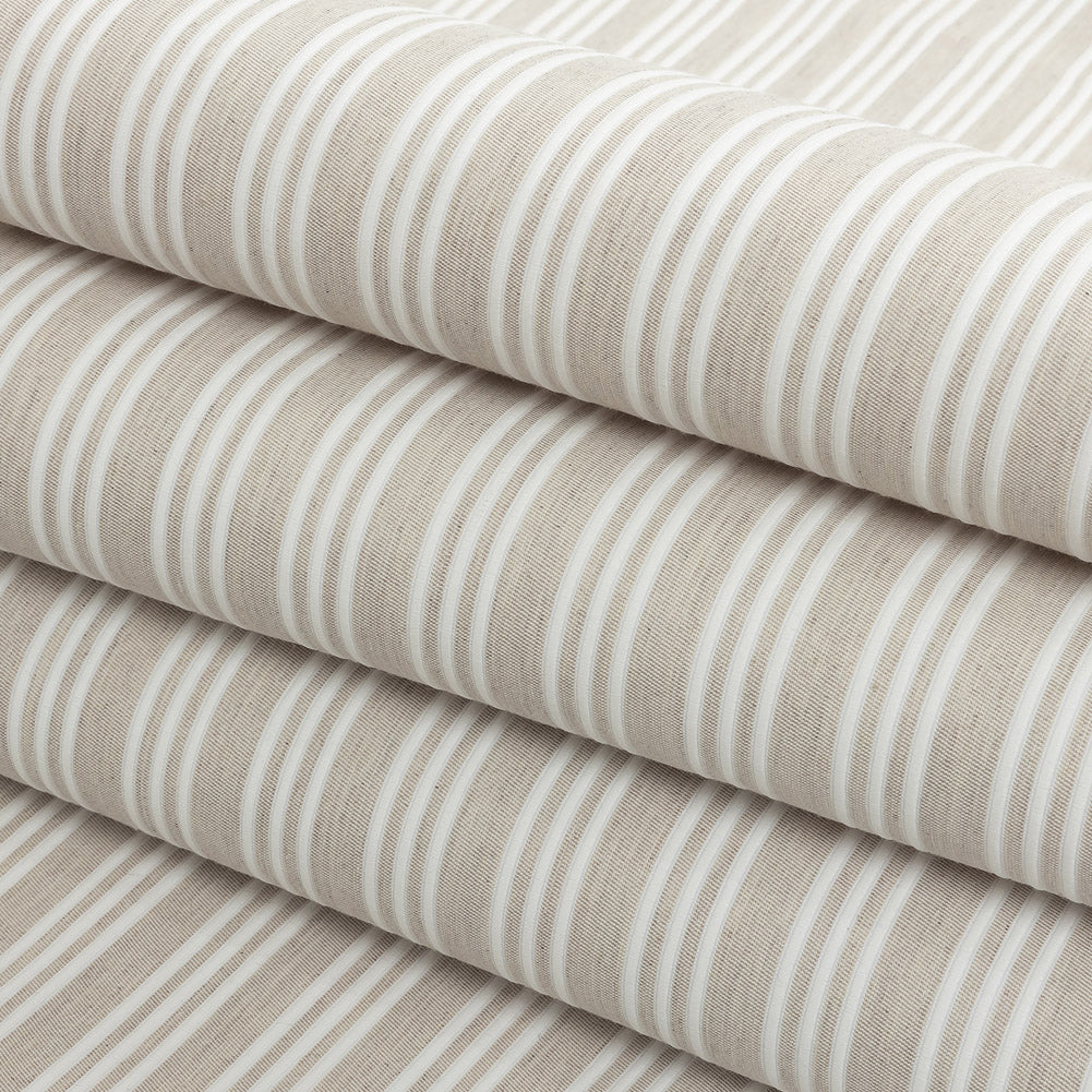 Ivory Double Wide Drapery Twill with Raised White Stripes - Folded