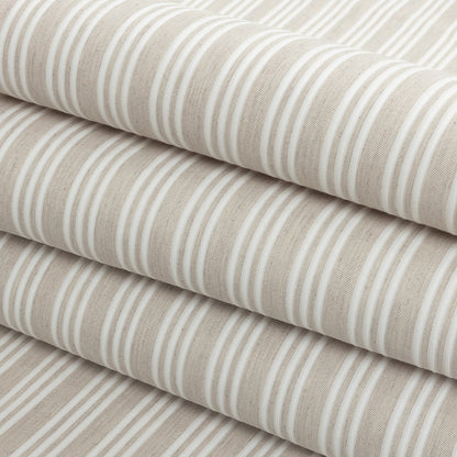 Ivory Double Wide Drapery Twill with Raised White Stripes - Folded