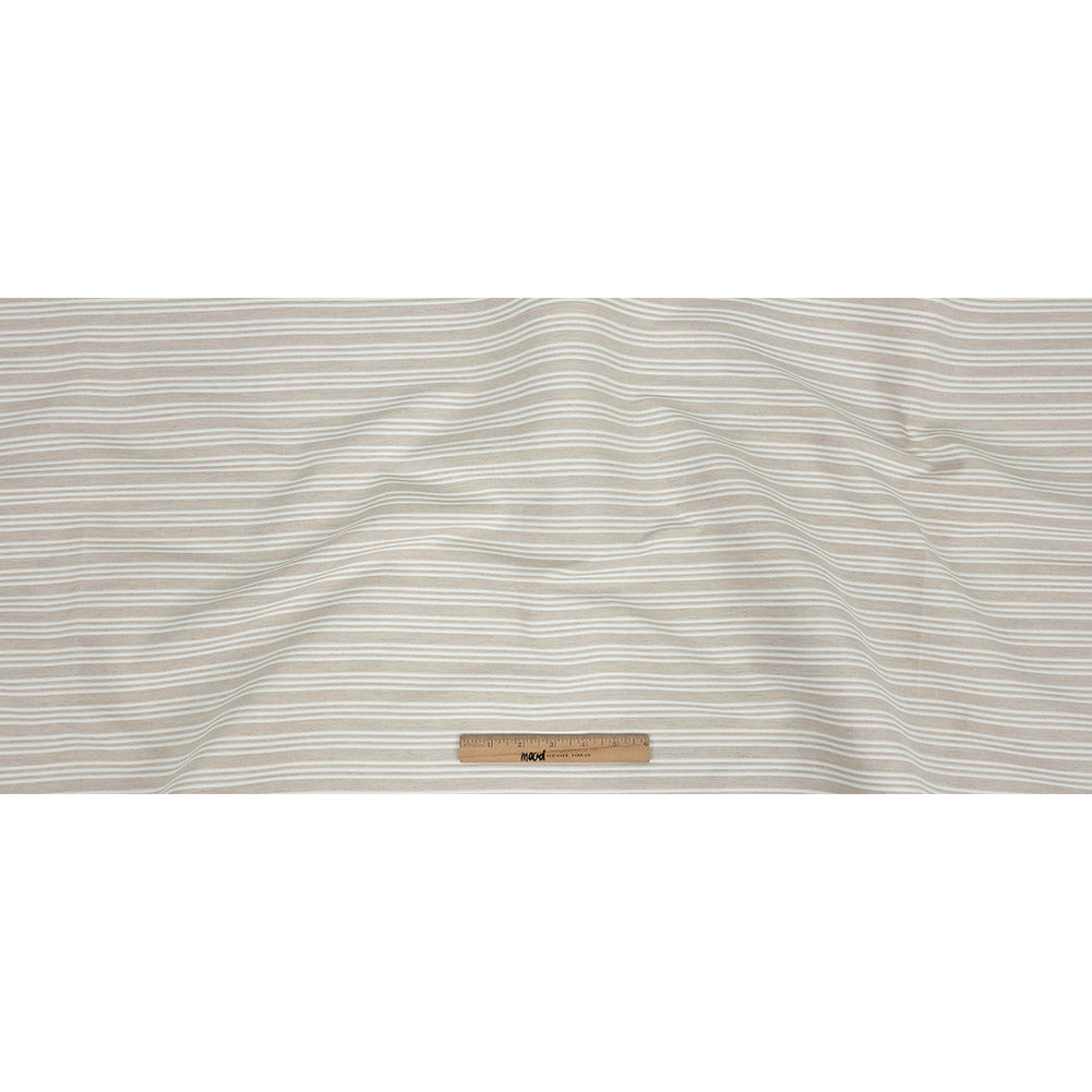 Ivory Double Wide Drapery Twill with Raised White Stripes - Full
