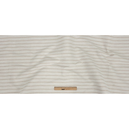 Ivory Double Wide Drapery Twill with Raised White Stripes - Full