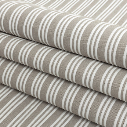 Khaki Double Wide Drapery Twill with Raised White Stripes - Folded