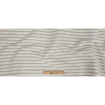 Khaki Double Wide Drapery Twill with Raised White Stripes - Full