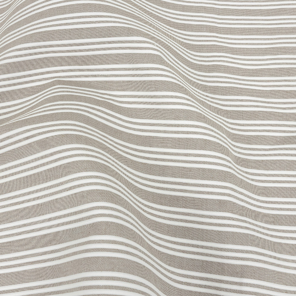 Khaki Double Wide Drapery Twill with Raised White Stripes