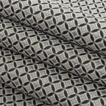 Black and Gray Quatrefoil Blended Polyester Jacquard - Folded