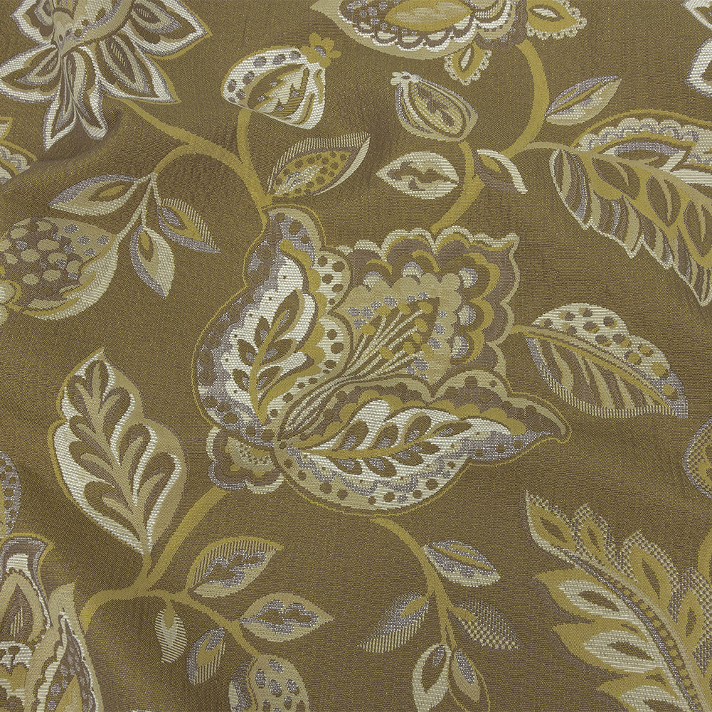 Gold Jacobean Floral Blended Polyester Jacquard