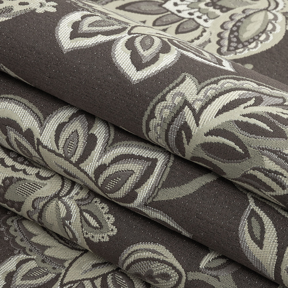 Gradient Gray Jacobean Floral Blended Polyester Jacquard Folded