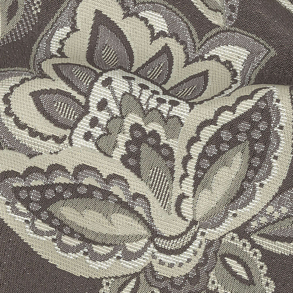 Gradient Gray Jacobean Floral Blended Polyester Jacquard Detail