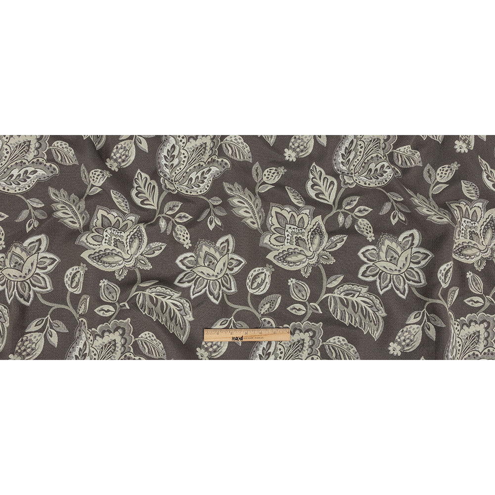 Gradient Gray Jacobean Floral Blended Polyester Jacquard Full