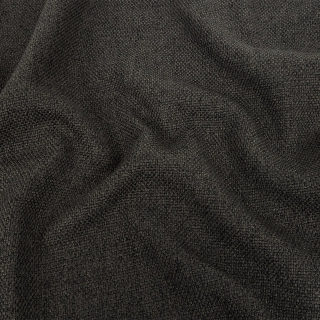 Dark Charcoal Basketwoven Polyester and Cotton Home Decor Fabric