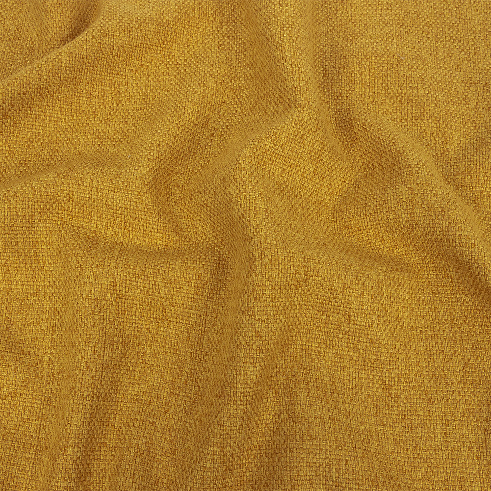 Mustard Basketwoven Polyester and Cotton Home Decor Fabric