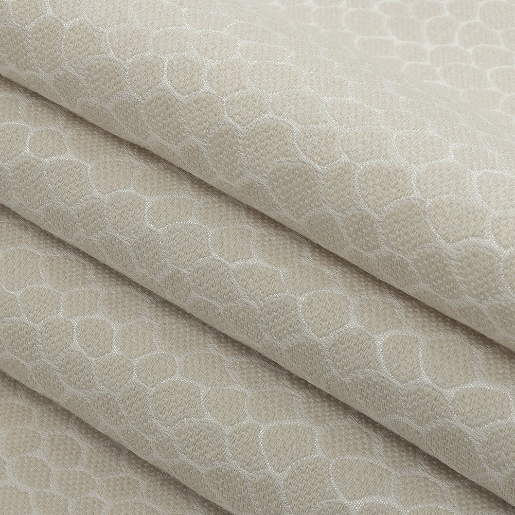 Ivory Scaled Blended Polyester Jacquard Folded