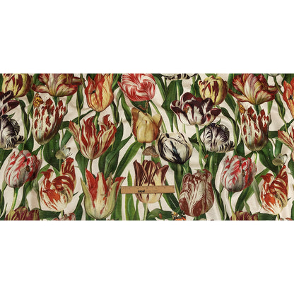 Red, Yellow and Green Tulips and Insects Printed Polyester Chenille - Full