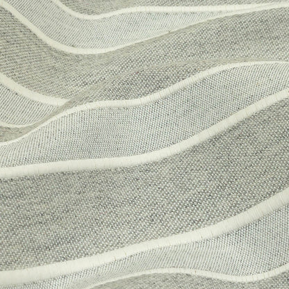 Gray and Sugar Swizzle Tactile Striped Woven - Detail