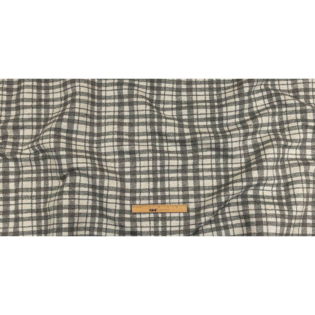 Gray and Ivory Plaid Polyester Upholstery Tweed - Full