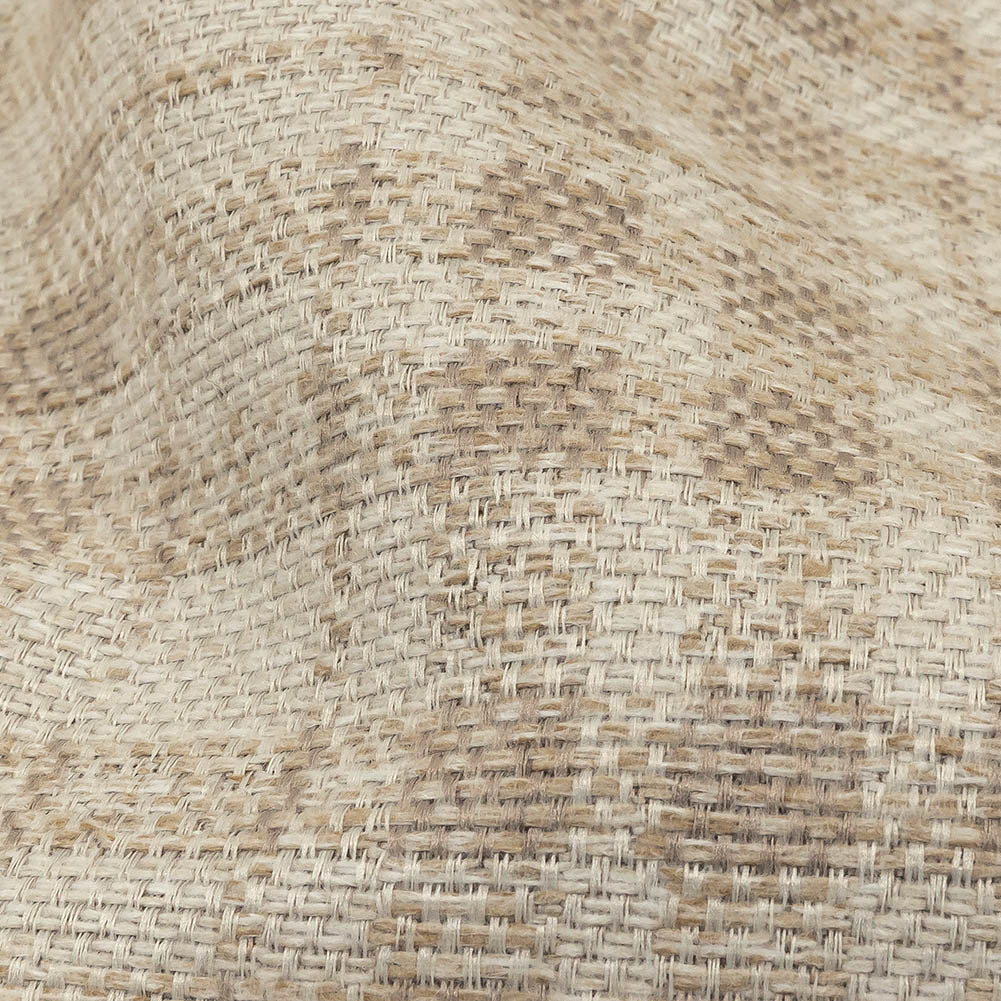 Beige and Ivory Plaid Polyester Upholstery Tweed Detail