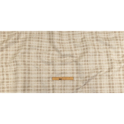 Beige and Ivory Plaid Polyester Upholstery Tweed Full