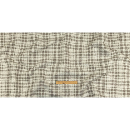 Khaki and Ivory Plaid Polyester Upholstery Tweed Full