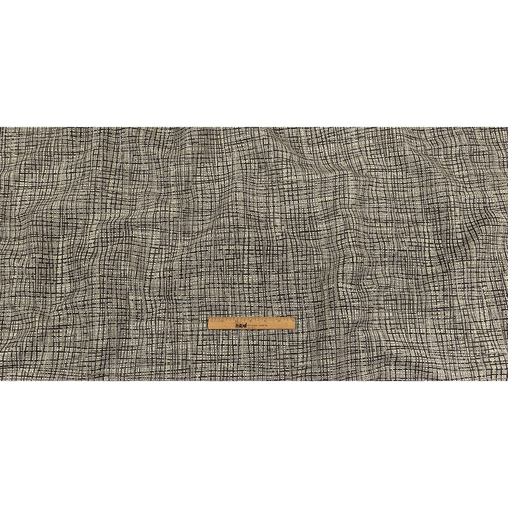 Black and Gray Off Kilter Plaid Polyester and Cotton Upholstery Jacquard - Full
