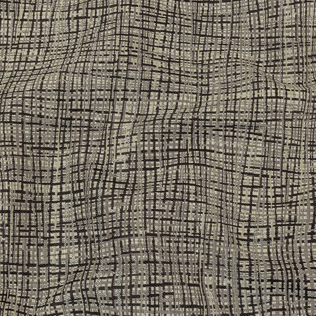Black and Gray Off Kilter Plaid Polyester and Cotton Upholstery Jacquard