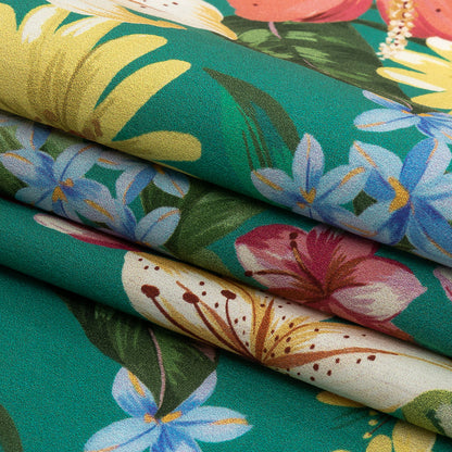 Mood Exclusive Teal Juno's Bounty Cotton Shirting - Folded