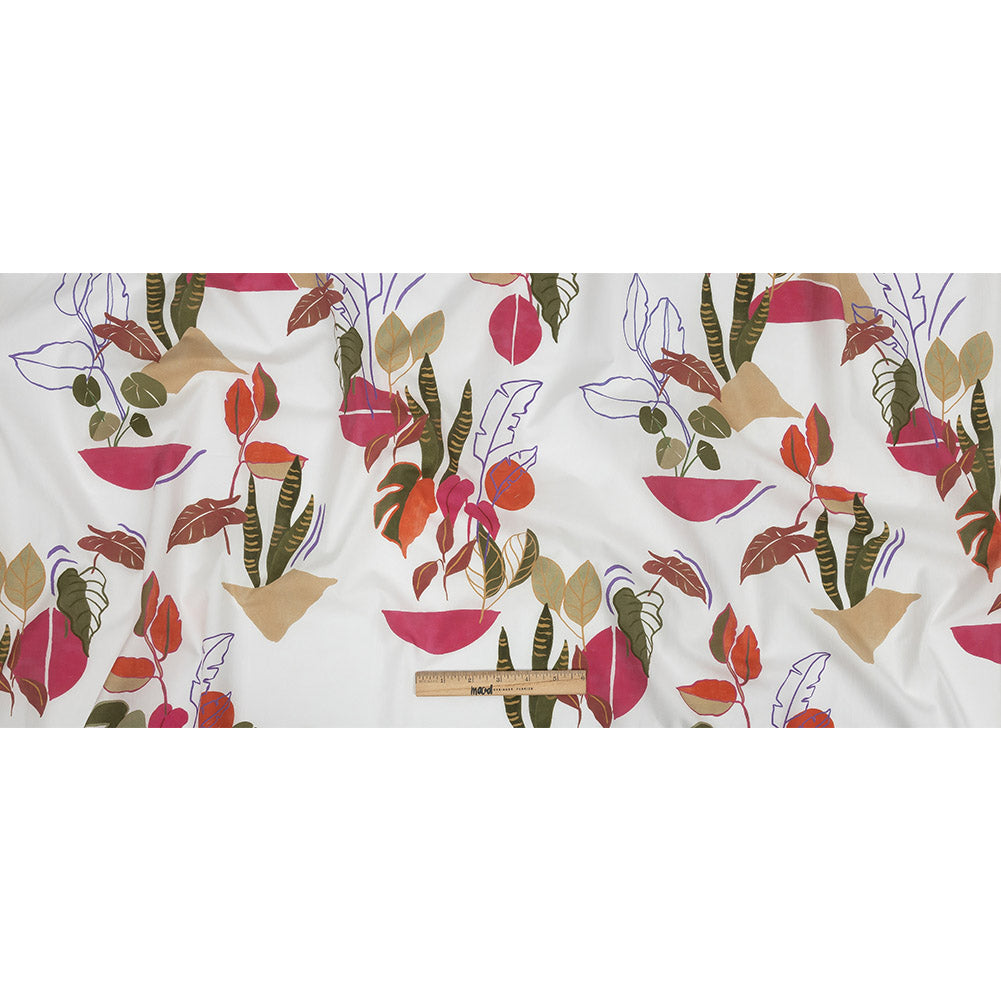 Mood Exclusive White Succulent Contours Cotton Shirting - Full