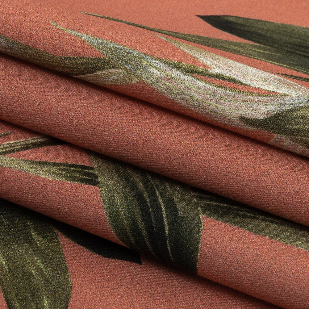 Mood Exclusive Coral To Leaf Alone Stretch Cotton Twill Folded