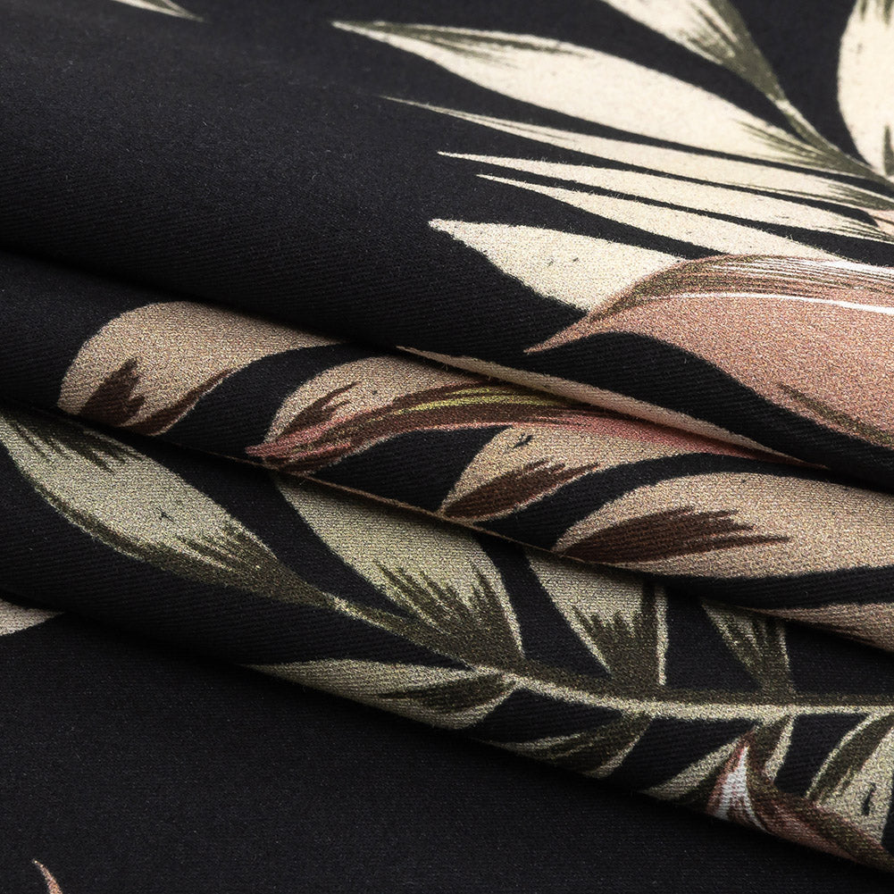Mood Exclusive Black Pastel Tropics Stretch Cotton Twill - Folded