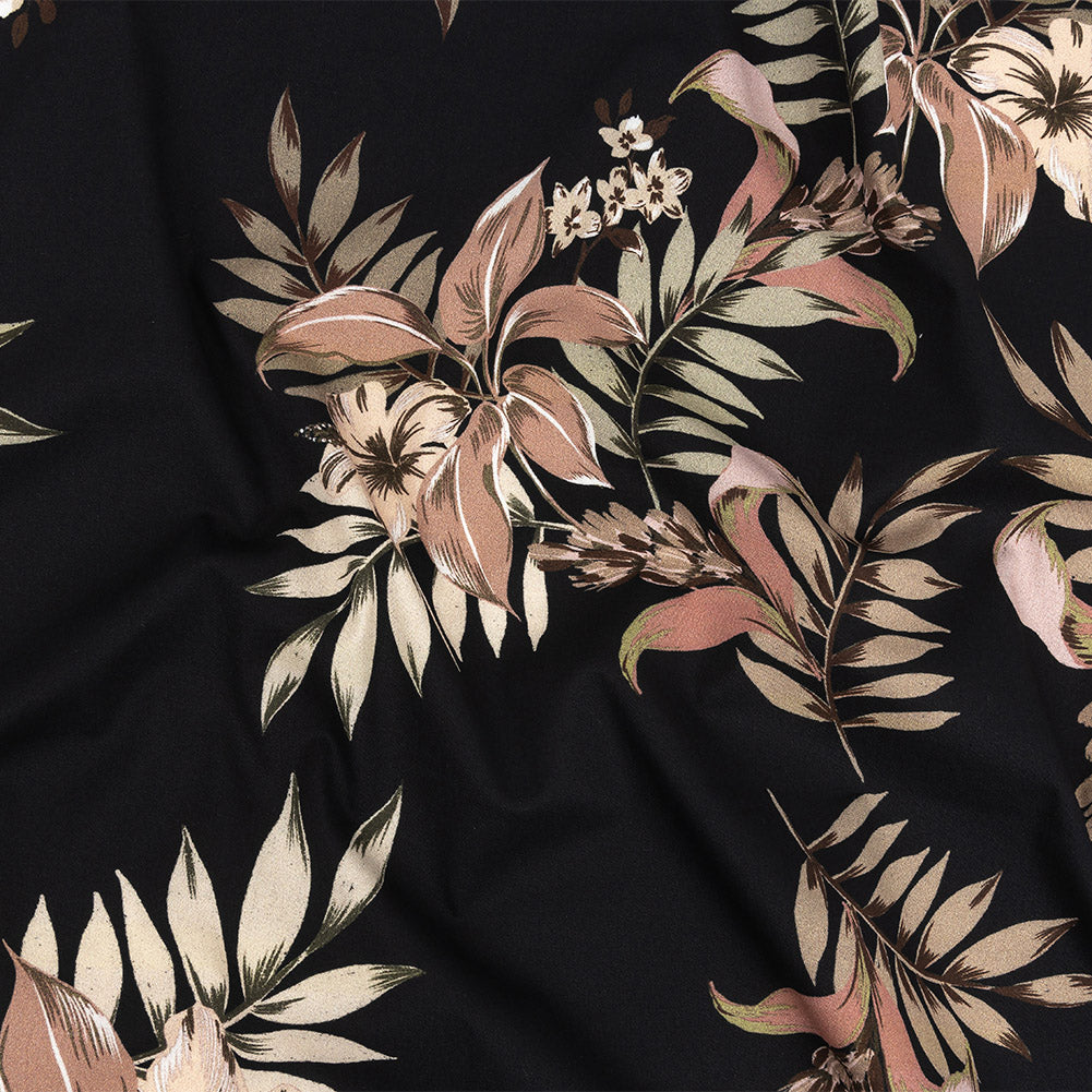 Mood Exclusive Black Pastel Tropics Stretch Cotton Twill