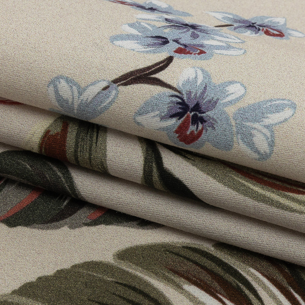 Mood Exclusive Whitecap Gray Painted Paradise Stretch Cotton Twill - Folded