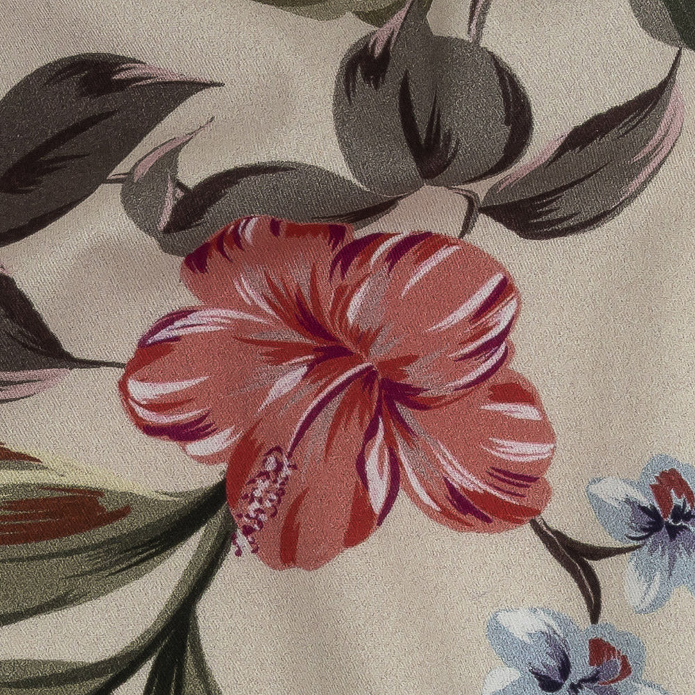 Mood Exclusive Whitecap Gray Painted Paradise Stretch Cotton Twill - Detail