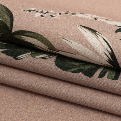 Mood Exclusive Beige Leafy Greens Stretch Cotton Twill - Folded
