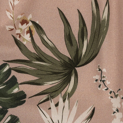 Mood Exclusive Beige Leafy Greens Stretch Cotton Twill - Detail