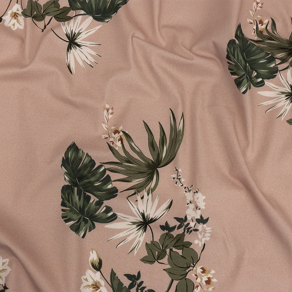 Mood Exclusive Beige Leafy Greens Stretch Cotton Twill