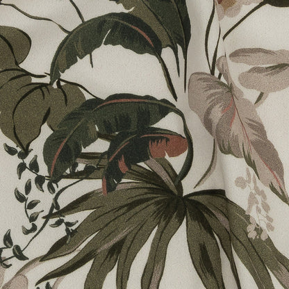Mood Exclusive Ivory Leafy Greens Stretch Cotton Twill - Detail