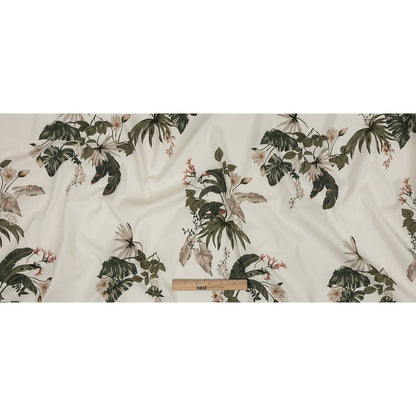 Mood Exclusive Ivory Leafy Greens Stretch Cotton Twill - Full
