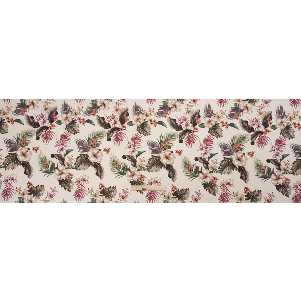Mood Exclusive Ivory Hibiscus Holiday Stretch Cotton Twill - Full