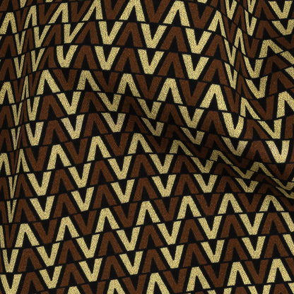 Stretch Cotton and Viscose Sateen Print - Brown and Cream Skinny Chevron - Mood Exclusive V for Visionary Detail