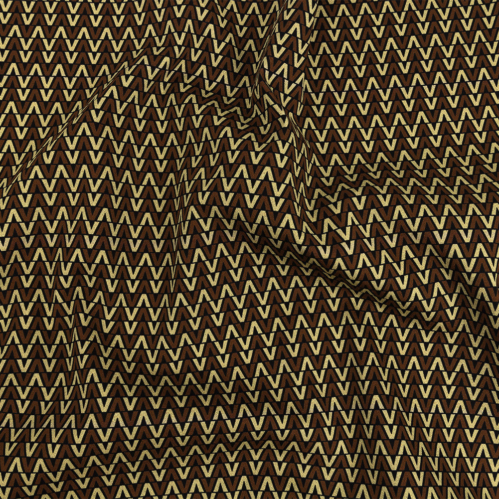 Stretch Cotton and Viscose Sateen Print - Brown and Cream Skinny Chevron - Mood Exclusive V for Visionary