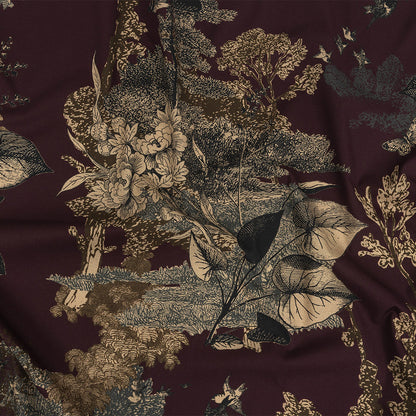 Mood Exclusive Burgundy Flying Home Stretch Cotton Poplin