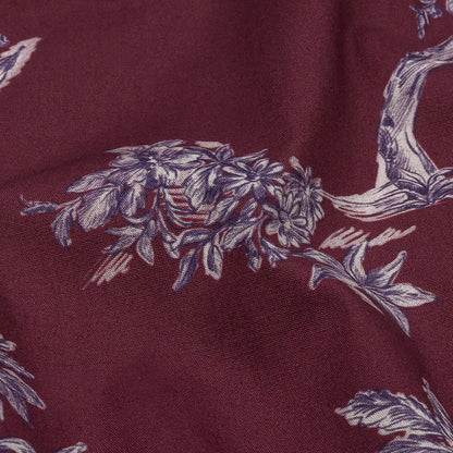 Mood Exclusive Maroon Arboreal Accord Stretch Cotton Poplin Detail