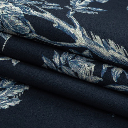 Mood Exclusive Navy Arboreal Accord Stretch Cotton Poplin - Folded