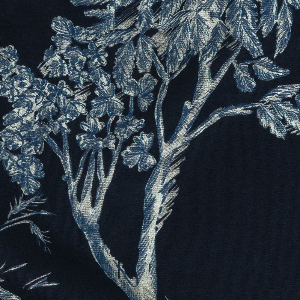 Mood Exclusive Navy Arboreal Accord Stretch Cotton Poplin - Detail