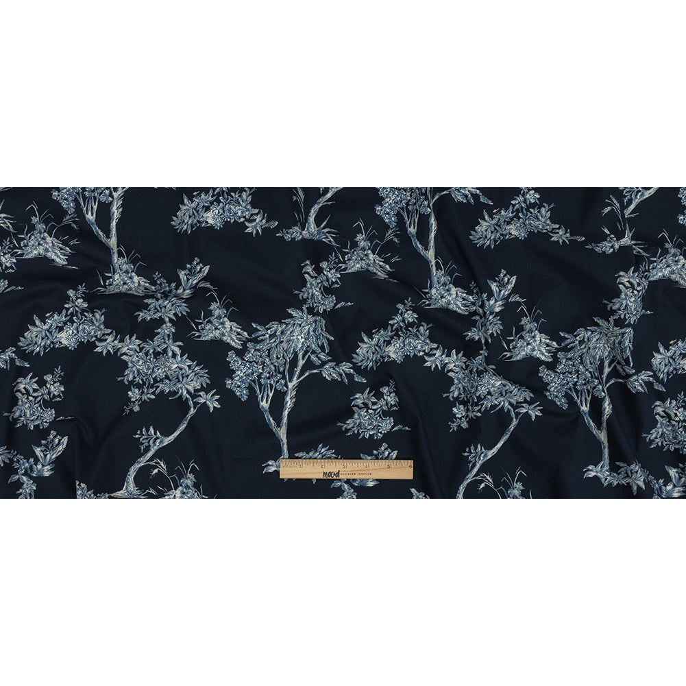 Mood Exclusive Navy Arboreal Accord Stretch Cotton Poplin - Full