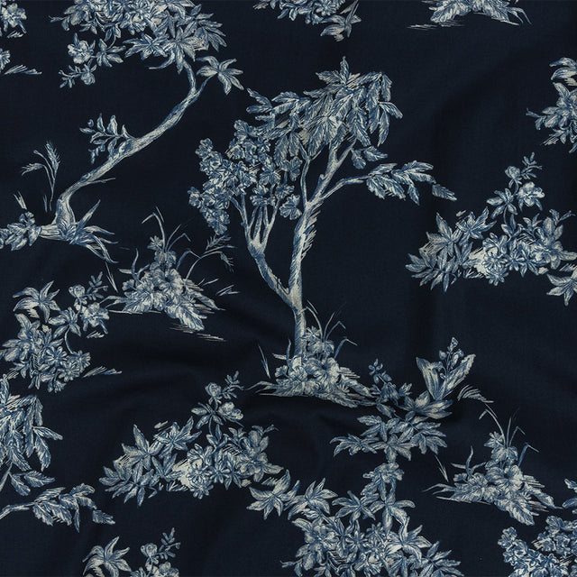 Mood Exclusive Navy Arboreal Accord Stretch Cotton Poplin