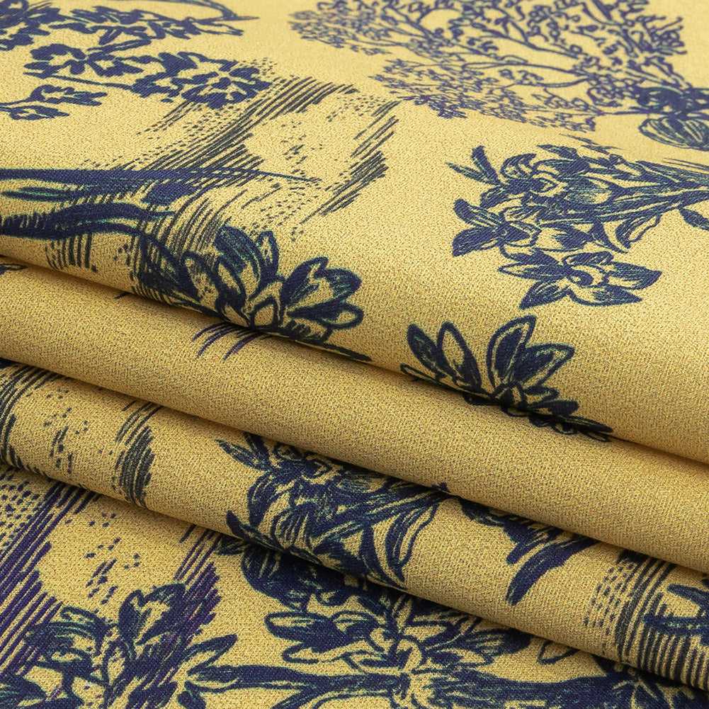 Mood Exclusive Mustard Tender Tableau Stretch Cotton Poplin - Folded