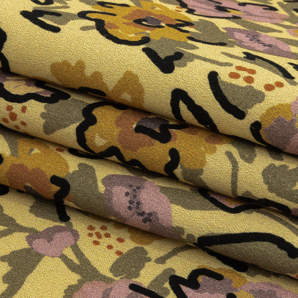 Mood Exclusive Mellow Yellow Merry Marigolds Stretch Brushed Cotton - Folded