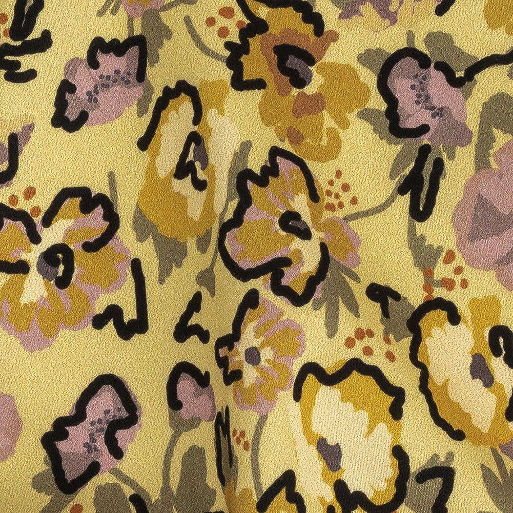 Mood Exclusive Mellow Yellow Merry Marigolds Stretch Brushed Cotton - Detail