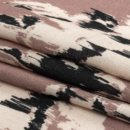Slubbed Viscose Woven Print - Mauve, Black and Cream Ikat Floral - Mood Exclusive Layers of Luxury Folded