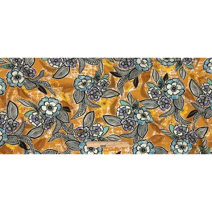 Mood Exclusive Golden Orange Blackened Buds Slubbed Viscose Woven - Full