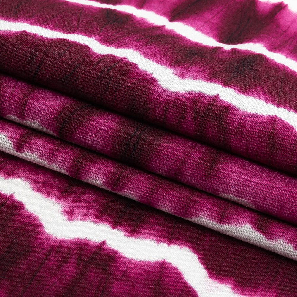 Stretch Viscose Batiste Print - Fuchsia and White Tie Dye - Mood Exclusive Making Waves Folded